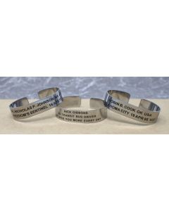 Stainless Steel Laser Engraved with Black Letters Memorial Bracelets