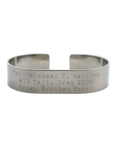 Stainless-Steel Custom Military Cuff Bracelet with Recessed Letters