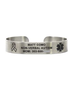 Stainless Steel Custom Medical ID Bracelet with Black Letters