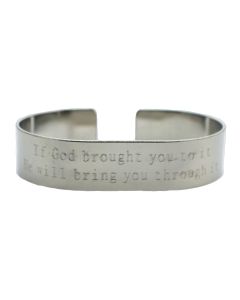 Stainless-Steel Custom Prayer Cuff Bracelet with Recessed Letters