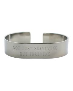 Stainless-Steel Custom Cancer Cuff Bracelet with Recessed Letters