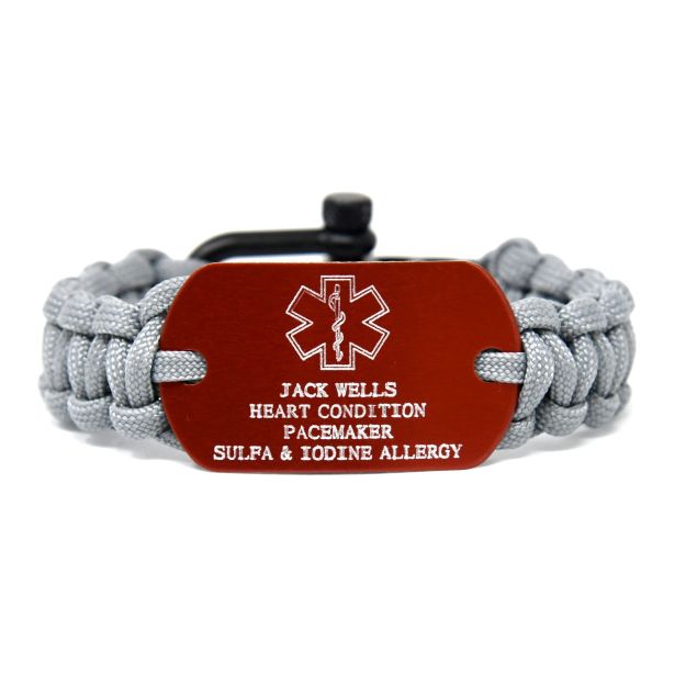 Paracord medical id bracelet top